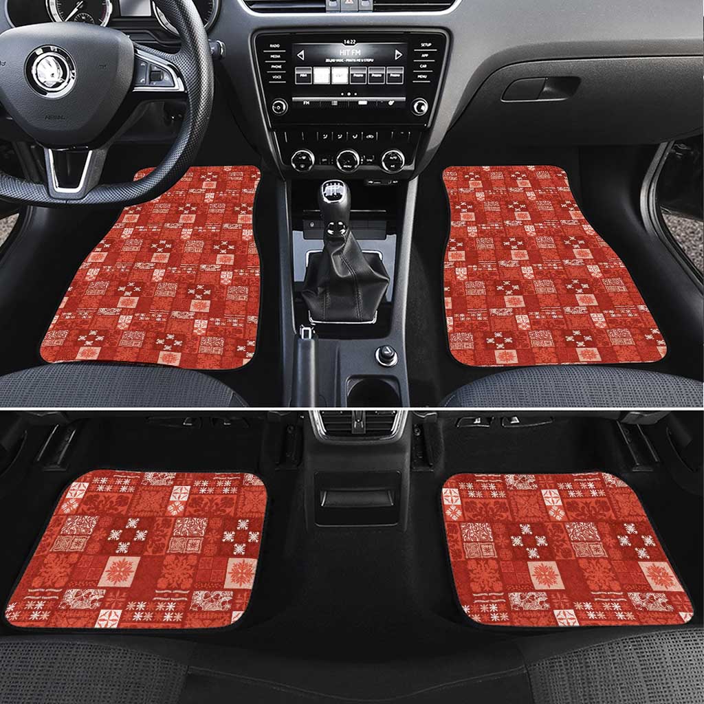 Vintage Hawaiian Quilting Patterns Car Mats Red Style Tribal Fabric Patchwork LT9 Set 4pcs Red - Polynesian Pride