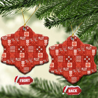 Vintage Hawaiian Quilting Patterns Ceramic Ornament Red Style Tribal Fabric Patchwork LT9 Snow Flake Red - Polynesian Pride