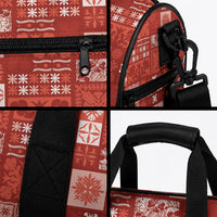 Vintage Hawaiian Quilting Patterns Duffle Bag Red Style Tribal Fabric Patchwork LT9 - Polynesian Pride
