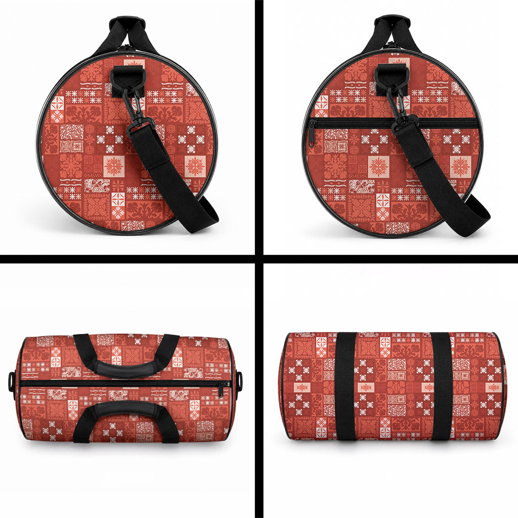Vintage Hawaiian Quilting Patterns Duffle Bag Red Style Tribal Fabric Patchwork LT9 - Polynesian Pride