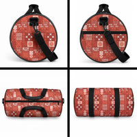Vintage Hawaiian Quilting Patterns Duffle Bag Red Style Tribal Fabric Patchwork LT9 - Polynesian Pride