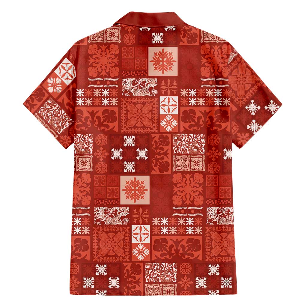 Vintage Hawaiian Quilting Patterns Hawaiian Shirt Red Style Tribal Fabric Patchwork LT9 - Polynesian Pride