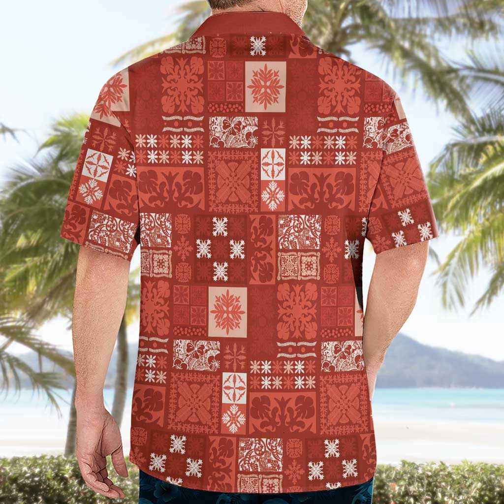Vintage Hawaiian Quilting Patterns Hawaiian Shirt Red Style Tribal Fabric Patchwork LT9 - Polynesian Pride