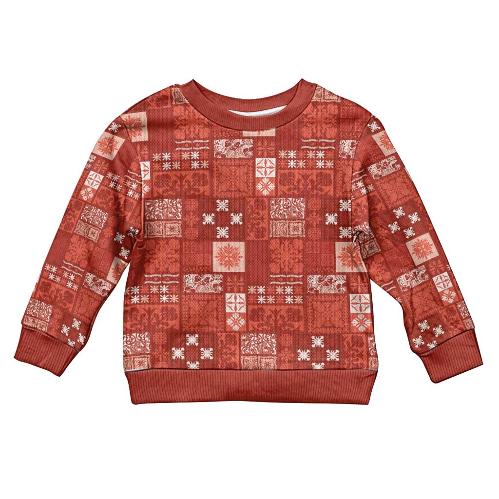 Vintage Hawaiian Quilting Patterns Kid Ugly Christmas Sweater Red Style Tribal Fabric Patchwork LT9 Kid Red - Polynesian Pride