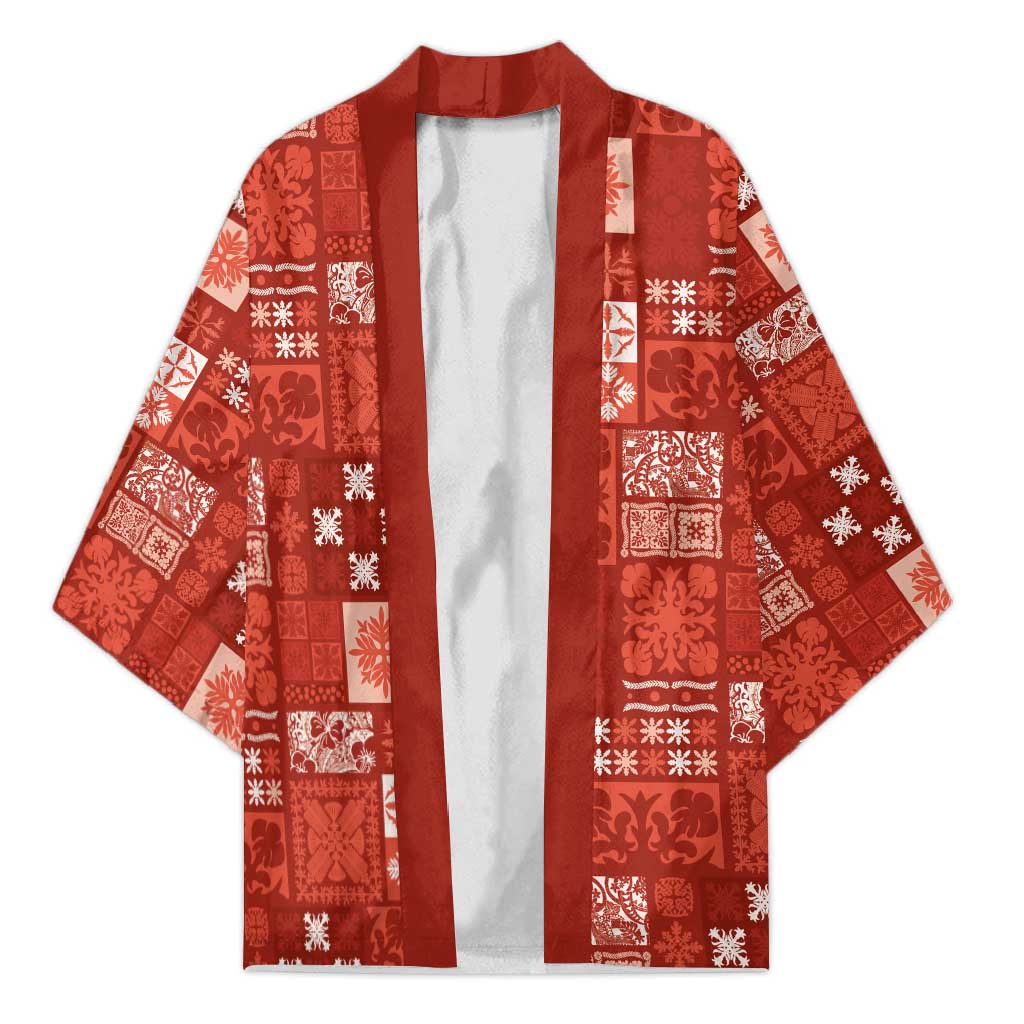 Vintage Hawaiian Quilting Patterns Kimono Red Style Tribal Fabric Patchwork LT9 Unisex Red - Polynesian Pride