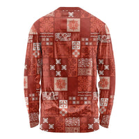 Vintage Hawaiian Quilting Patterns Long Sleeve Shirt Red Style Tribal Fabric Patchwork LT9 - Polynesian Pride