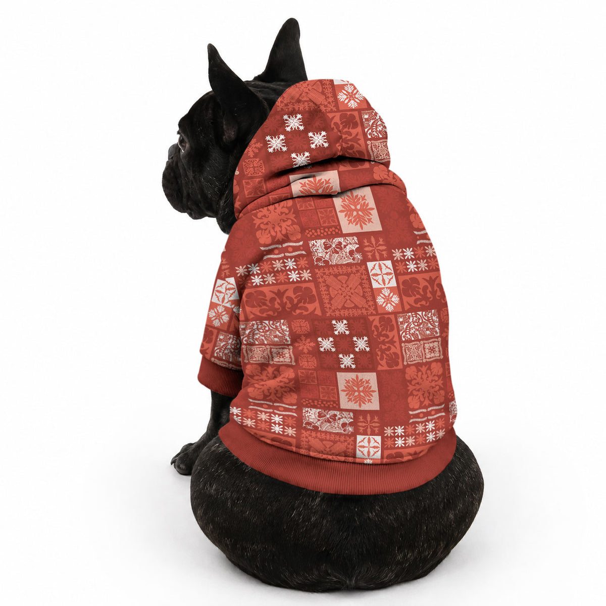 Vintage Hawaiian Quilting Patterns Pet Hoodie Red Style Tribal Fabric Patchwork LT9 - Polynesian Pride