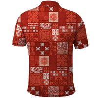 Vintage Hawaiian Quilting Patterns Polo Shirt Red Style Tribal Fabric Patchwork LT9 - Polynesian Pride