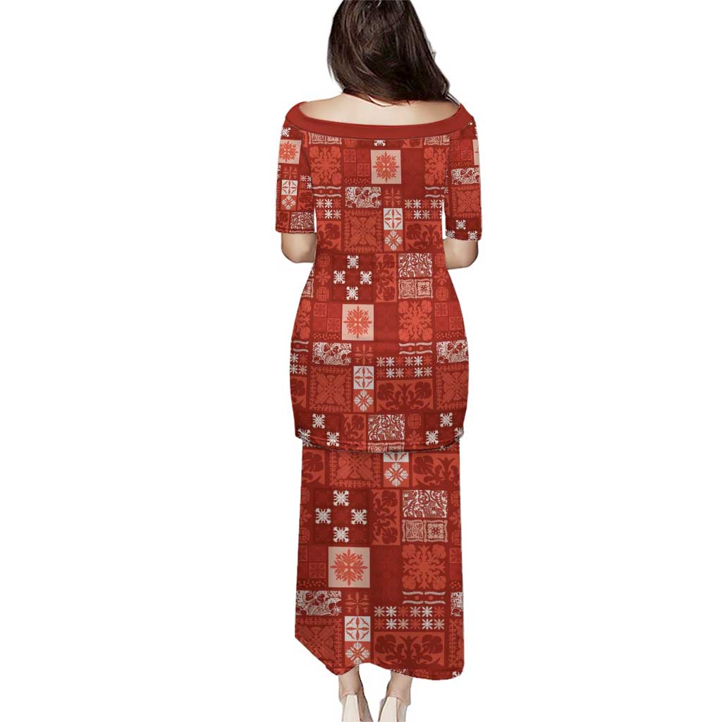 Vintage Hawaiian Quilting Patterns Puletasi Red Style Tribal Fabric Patchwork LT9 - Polynesian Pride