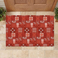Vintage Hawaiian Quilting Patterns Rubber Doormat Red Style Tribal Fabric Patchwork LT9 Red - Polynesian Pride