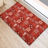 Vintage Hawaiian Quilting Patterns Rubber Doormat Red Style Tribal Fabric Patchwork LT9 - Polynesian Pride