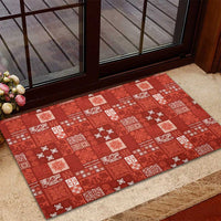 Vintage Hawaiian Quilting Patterns Rubber Doormat Red Style Tribal Fabric Patchwork LT9 - Polynesian Pride