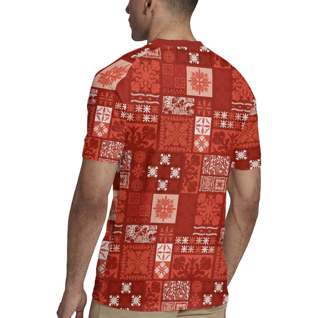 Vintage Hawaiian Quilting Patterns Rugby Jersey Red Style Tribal Fabric Patchwork LT9 - Polynesian Pride
