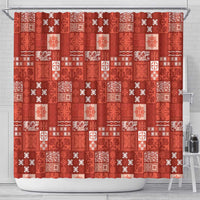 Vintage Hawaiian Quilting Patterns Shower Curtain Red Style Tribal Fabric Patchwork LT9 - Polynesian Pride