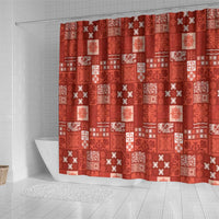 Vintage Hawaiian Quilting Patterns Shower Curtain Red Style Tribal Fabric Patchwork LT9 - Polynesian Pride