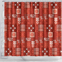 Vintage Hawaiian Quilting Patterns Shower Curtain Red Style Tribal Fabric Patchwork LT9 - Polynesian Pride