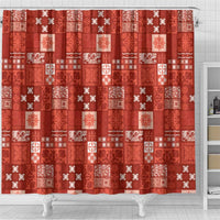Vintage Hawaiian Quilting Patterns Shower Curtain Red Style Tribal Fabric Patchwork LT9 - Polynesian Pride