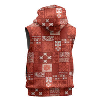 Vintage Hawaiian Quilting Patterns Sleeveless Hoodie Red Style Tribal Fabric Patchwork LT9 - Polynesian Pride