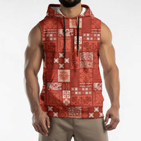 Vintage Hawaiian Quilting Patterns Sleeveless Hoodie Red Style Tribal Fabric Patchwork LT9 - Polynesian Pride
