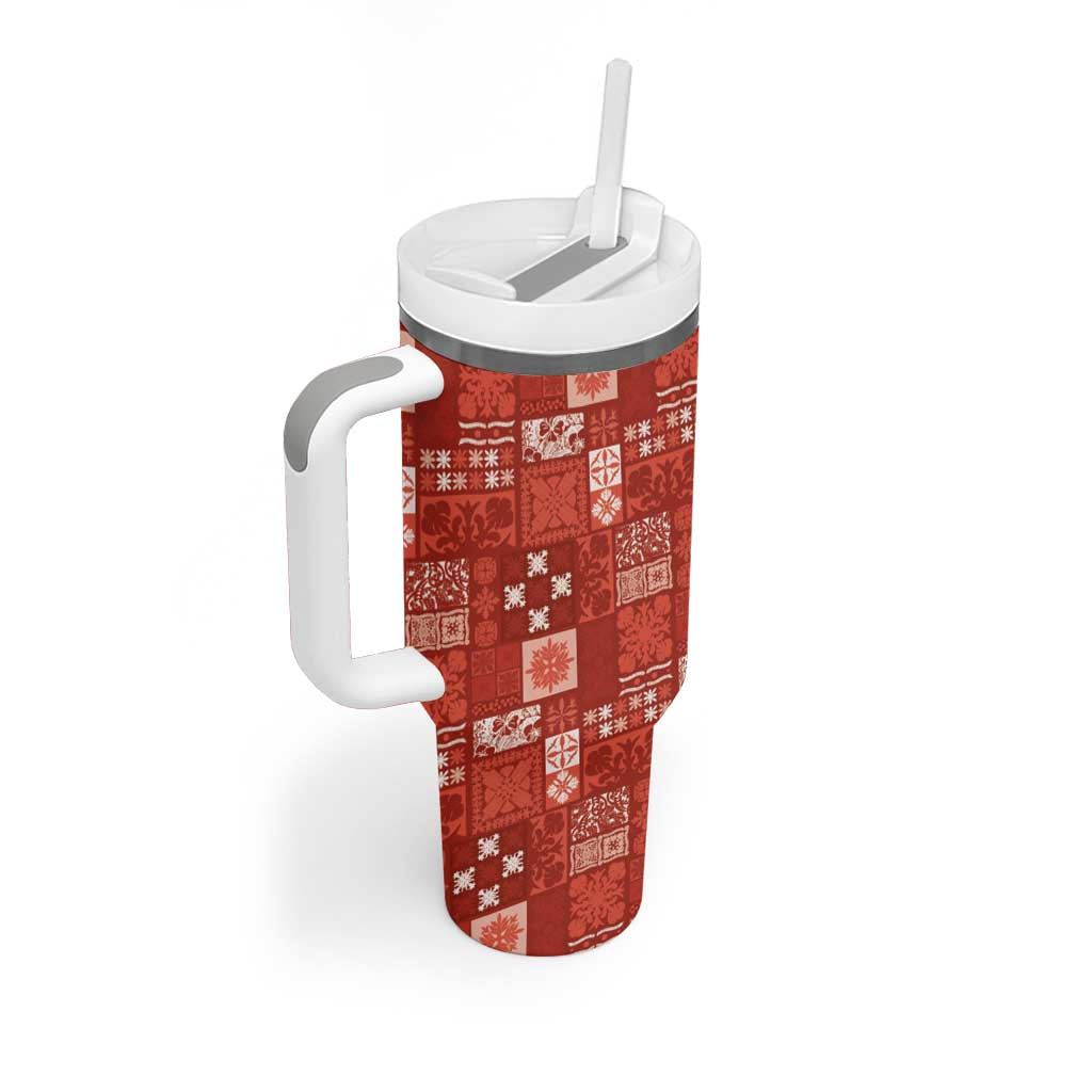 Vintage Hawaiian Quilting Patterns Tumbler With Handle Red Style Tribal Fabric Patchwork LT9 - Polynesian Pride