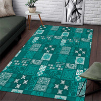 Vintage Hawaiian Quilting Patterns Area Rug Turquoise Style Tribal Fabric Patchwork LT9 Turquoise - Polynesian Pride