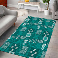 Vintage Hawaiian Quilting Patterns Area Rug Turquoise Style Tribal Fabric Patchwork LT9 - Polynesian Pride