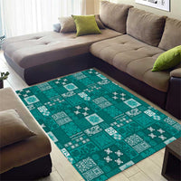 Vintage Hawaiian Quilting Patterns Area Rug Turquoise Style Tribal Fabric Patchwork LT9 - Polynesian Pride