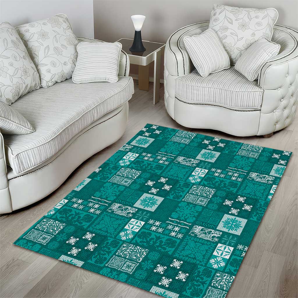 Vintage Hawaiian Quilting Patterns Area Rug Turquoise Style Tribal Fabric Patchwork LT9 - Polynesian Pride