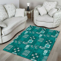 Vintage Hawaiian Quilting Patterns Area Rug Turquoise Style Tribal Fabric Patchwork LT9 - Polynesian Pride