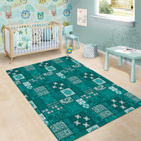 Vintage Hawaiian Quilting Patterns Area Rug Turquoise Style Tribal Fabric Patchwork LT9 - Polynesian Pride