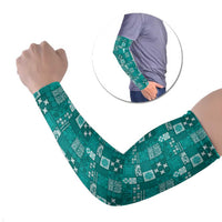 Vintage Hawaiian Quilting Patterns Arm Sleeves Turquoise Style Tribal Fabric Patchwork LT9 Set of 2 Turquoise - Polynesian Pride