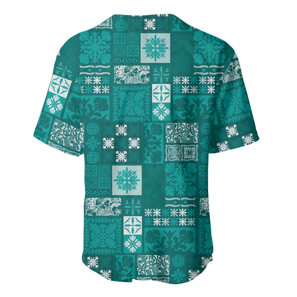 Vintage Hawaiian Quilting Patterns Baseball Jersey Turquoise Style Tribal Fabric Patchwork LT9 - Polynesian Pride