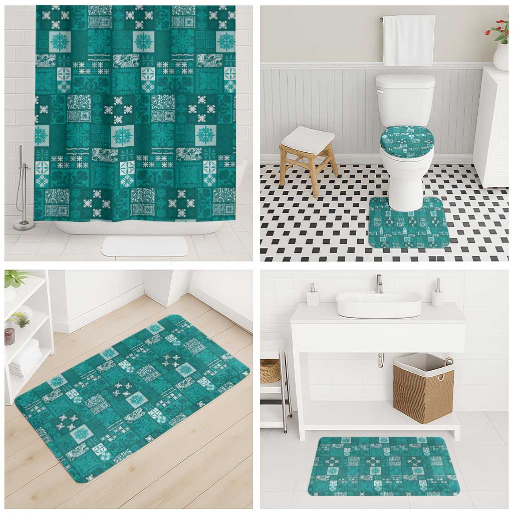 Vintage Hawaiian Quilting Patterns Bathroom Set Turquoise Style Tribal Fabric Patchwork LT9 - Polynesian Pride