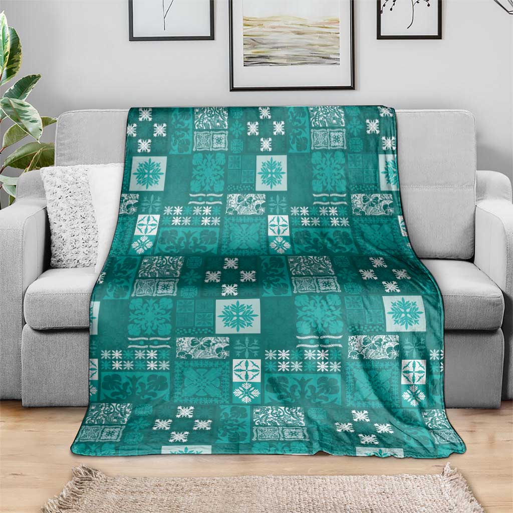 Vintage Hawaiian Quilting Patterns Blanket Turquoise Style Tribal Fabric Patchwork LT9 - Polynesian Pride