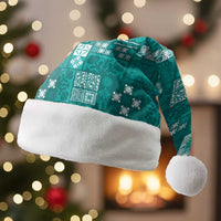 Vintage Hawaiian Quilting Patterns Christmas Santa Hat Turquoise Style Tribal Fabric Patchwork LT9 Without Fur Turquoise - Polynesian Pride