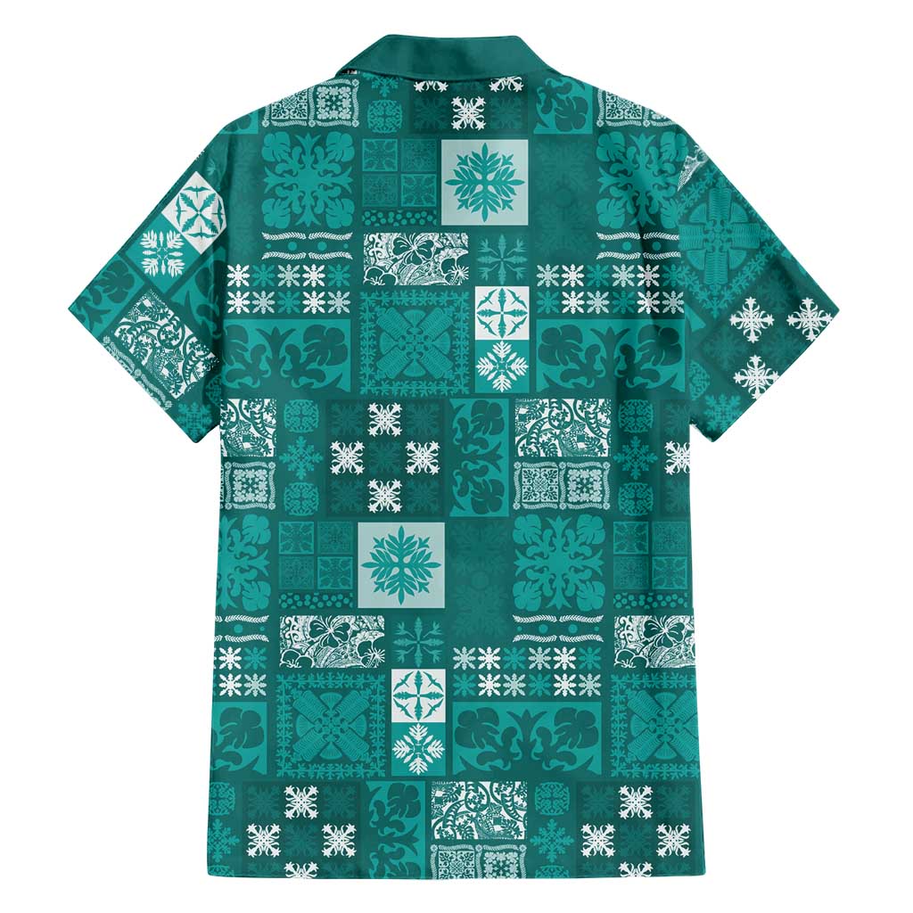 Vintage Hawaiian Quilting Patterns Hawaiian Shirt Turquoise Style Tribal Fabric Patchwork LT9 - Polynesian Pride
