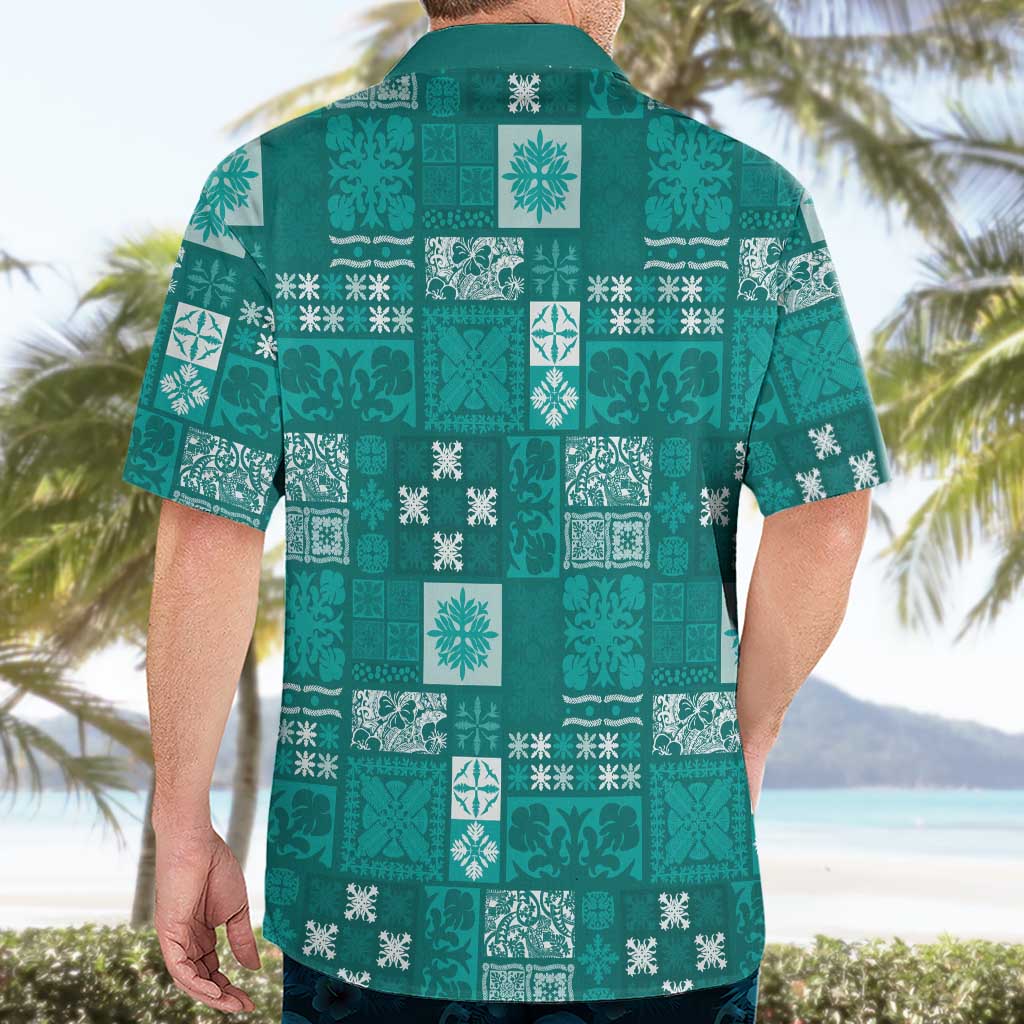 Vintage Hawaiian Quilting Patterns Hawaiian Shirt Turquoise Style Tribal Fabric Patchwork LT9 - Polynesian Pride