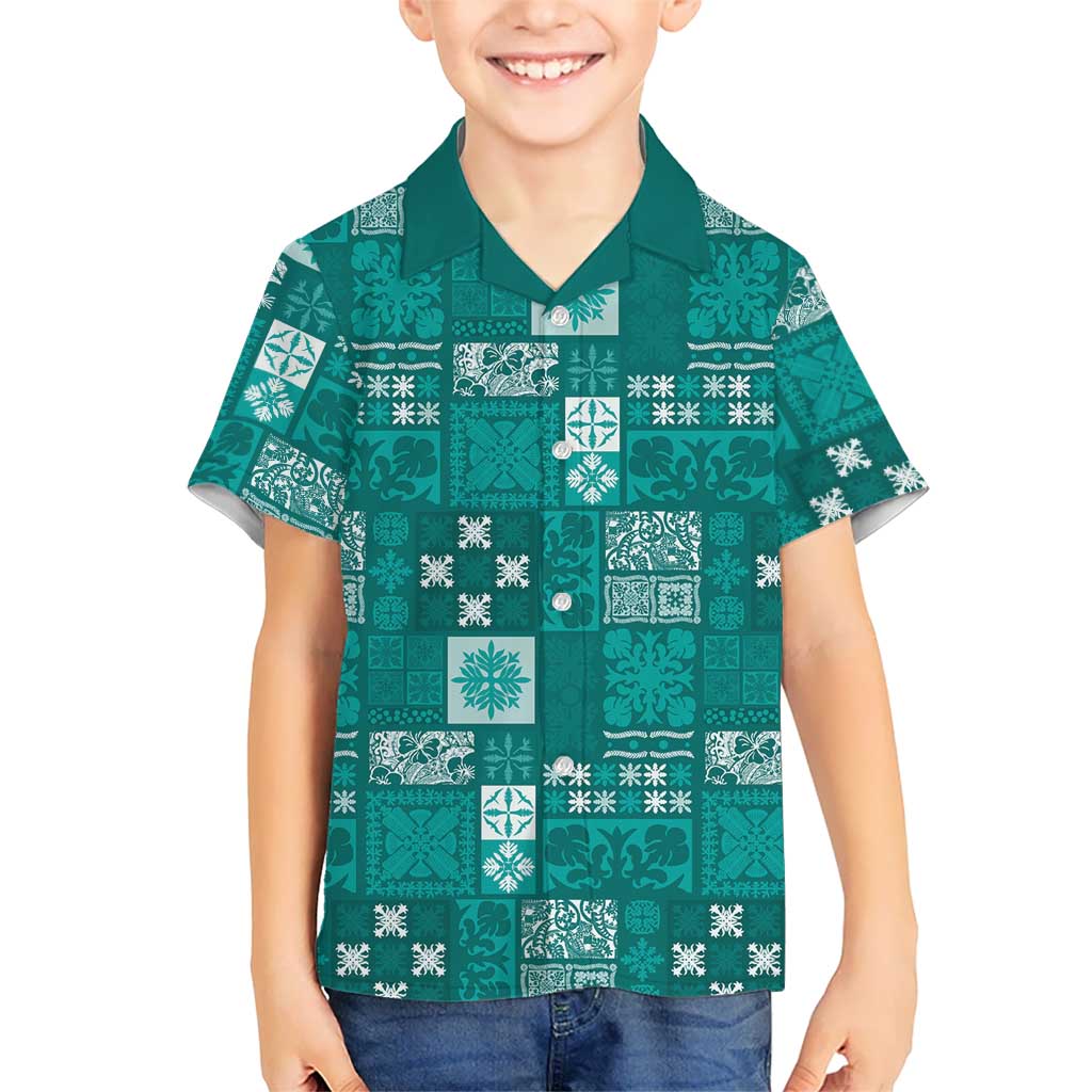 Vintage Hawaiian Quilting Patterns Hawaiian Shirt Turquoise Style Tribal Fabric Patchwork LT9 - Polynesian Pride