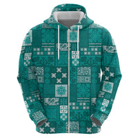 Vintage Hawaiian Quilting Patterns Hoodie Turquoise Style Tribal Fabric Patchwork LT9 - Polynesian Pride