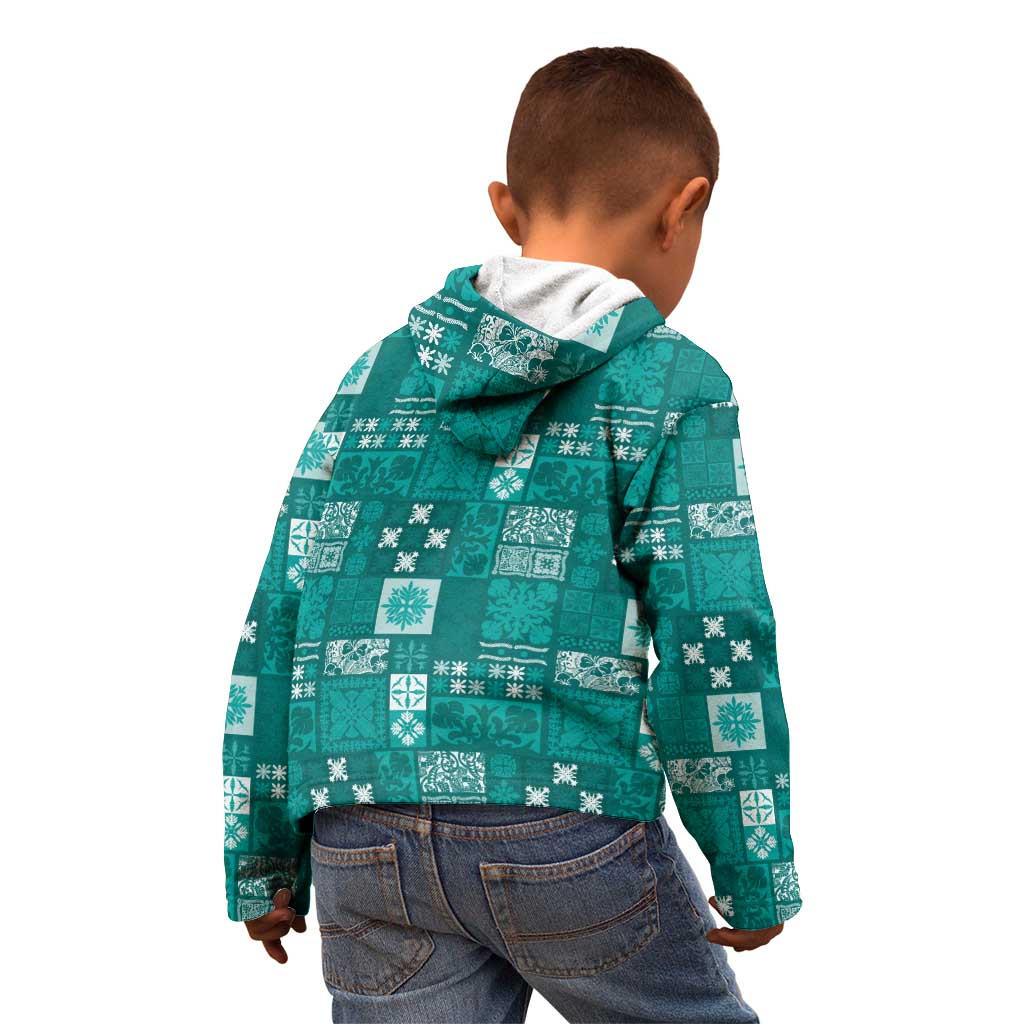 Vintage Hawaiian Quilting Patterns Kid Hoodie Turquoise Style Tribal Fabric Patchwork LT9 - Polynesian Pride