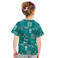 Vintage Hawaiian Quilting Patterns Kid T Shirt Turquoise Style Tribal Fabric Patchwork LT9 - Polynesian Pride