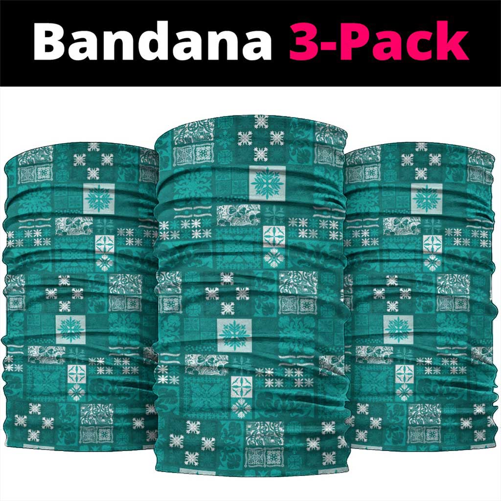 Vintage Hawaiian Quilting Patterns Neck Gaiter Turquoise Style Tribal Fabric Patchwork LT9 package One Size: 25*50cm Turquoise - Polynesian Pride