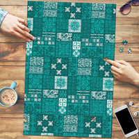 Vintage Hawaiian Quilting Patterns Puzzle Turquoise Style Tribal Fabric Patchwork LT9 Turquoise - Polynesian Pride