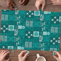 Vintage Hawaiian Quilting Patterns Puzzle Turquoise Style Tribal Fabric Patchwork LT9 - Polynesian Pride
