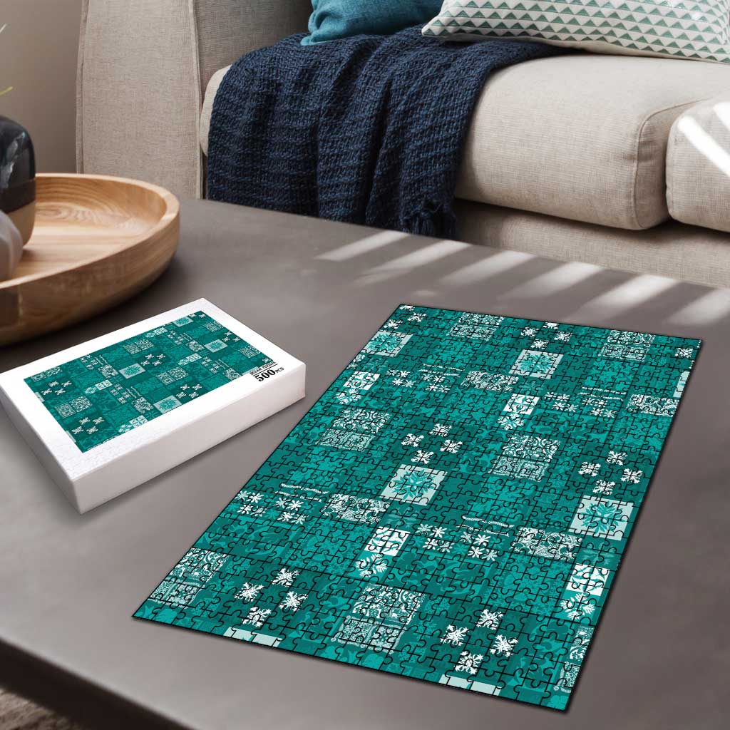 Vintage Hawaiian Quilting Patterns Puzzle Turquoise Style Tribal Fabric Patchwork LT9 - Polynesian Pride