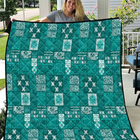 Vintage Hawaiian Quilting Patterns Quilt Turquoise Style Tribal Fabric Patchwork LT9 Turquoise - Polynesian Pride