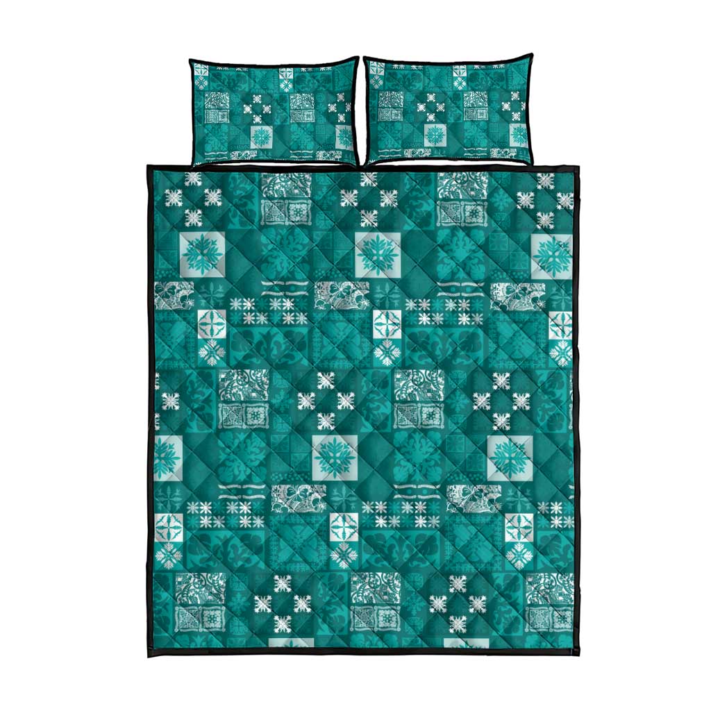 Vintage Hawaiian Quilting Patterns Quilt Bed Set Turquoise Style Tribal Fabric Patchwork LT9 - Polynesian Pride