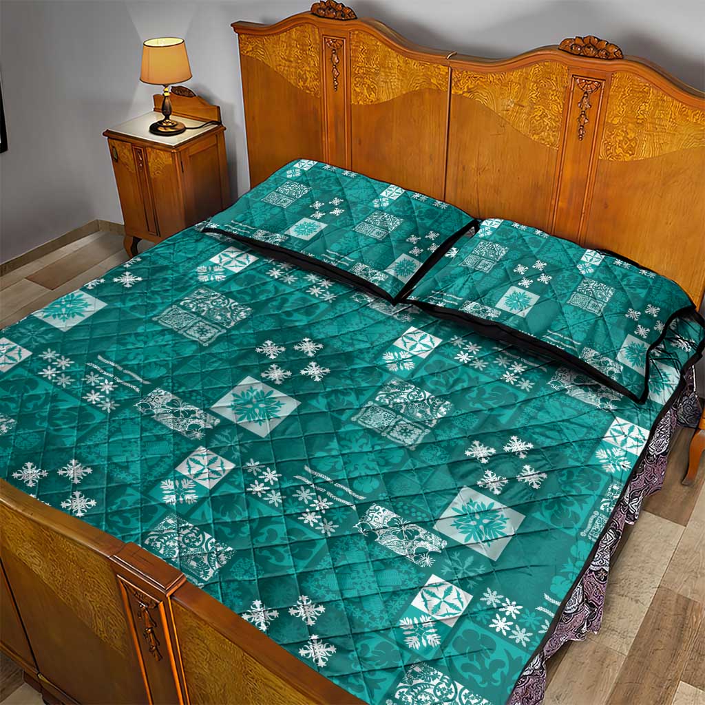 Vintage Hawaiian Quilting Patterns Quilt Bed Set Turquoise Style Tribal Fabric Patchwork LT9 - Polynesian Pride