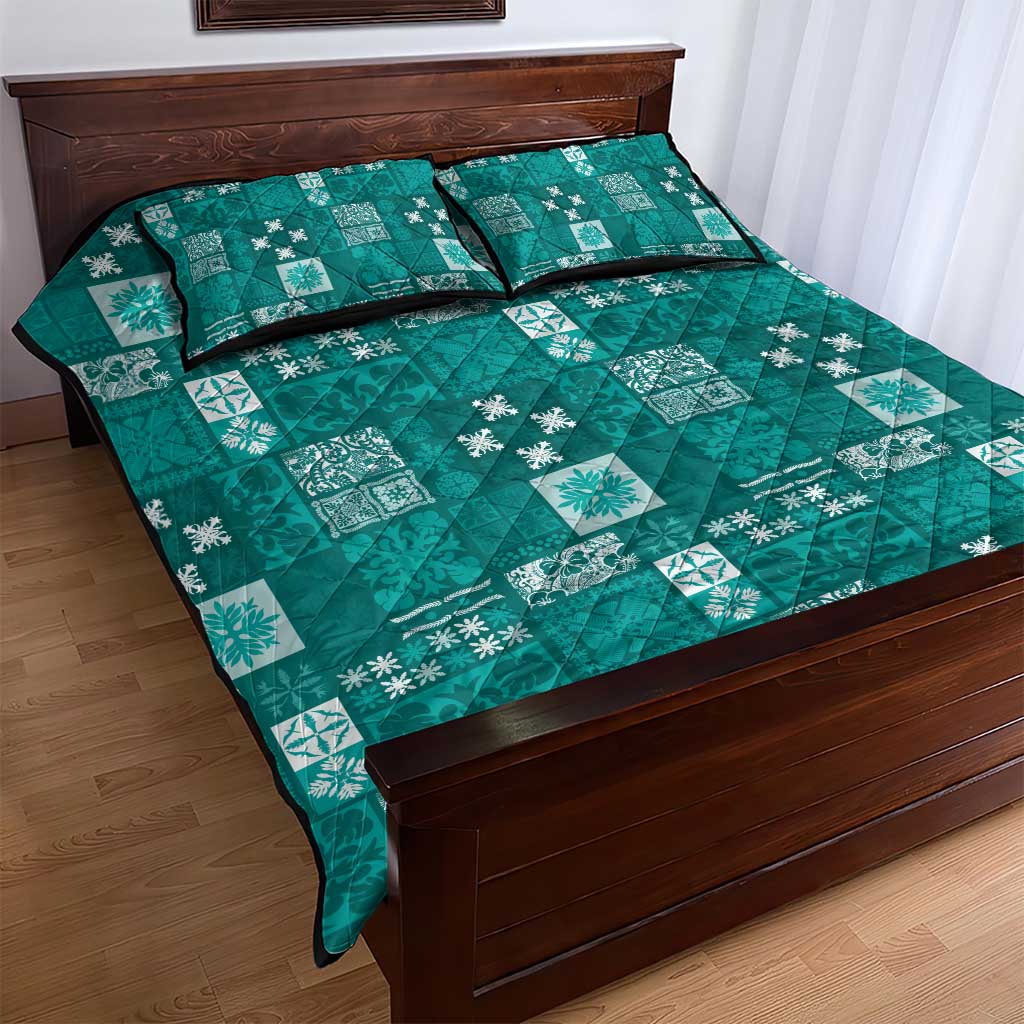Vintage Hawaiian Quilting Patterns Quilt Bed Set Turquoise Style Tribal Fabric Patchwork LT9 - Polynesian Pride