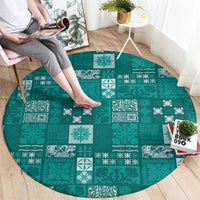 Vintage Hawaiian Quilting Patterns Round Carpet Turquoise Style Tribal Fabric Patchwork LT9 - Polynesian Pride